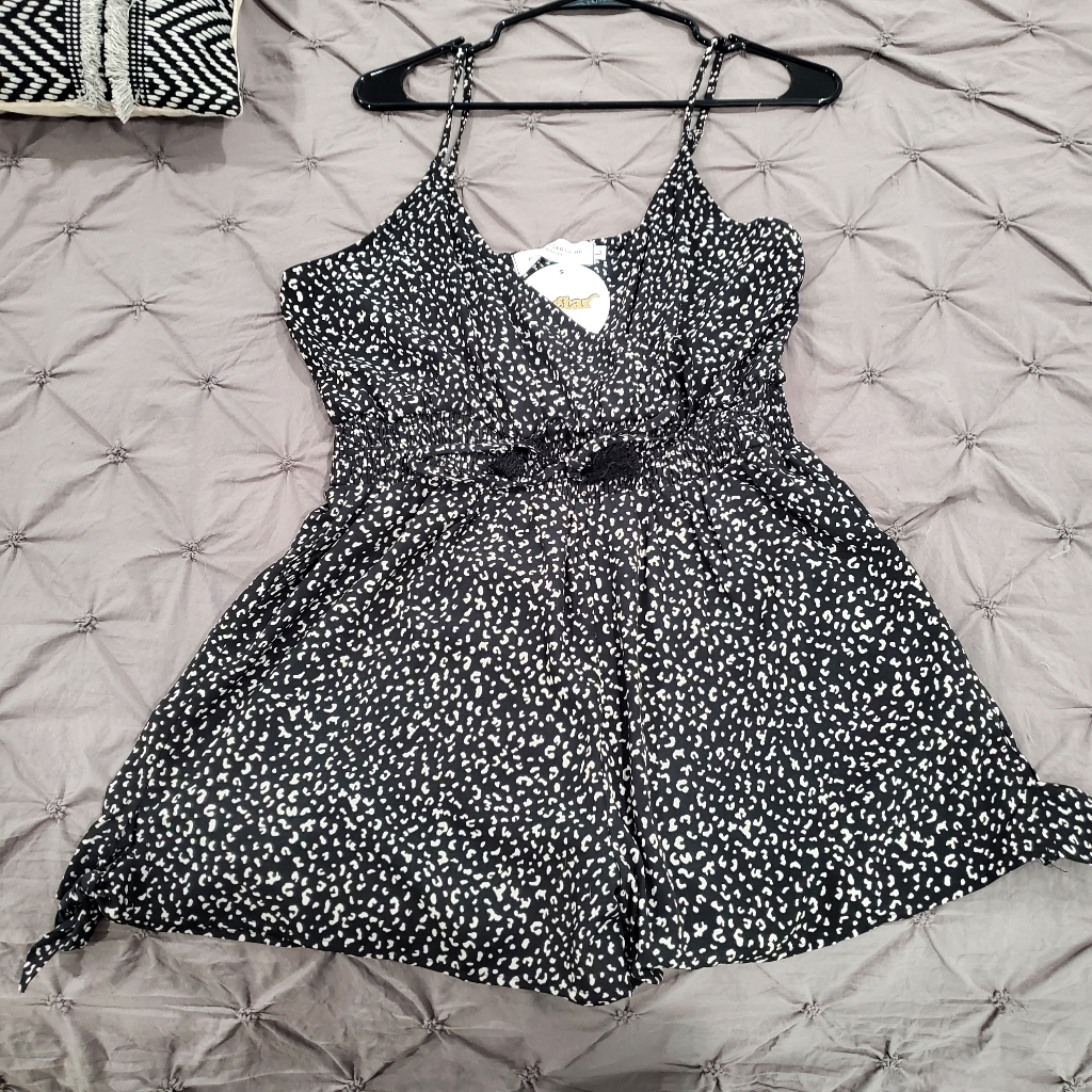 Black And White Animal Print Romper